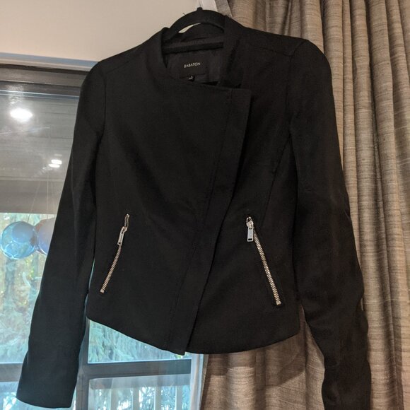 NWOT Aritzia  Babaton black lyocell motorcycle jacket US size 4 - Picture 1 of 4
